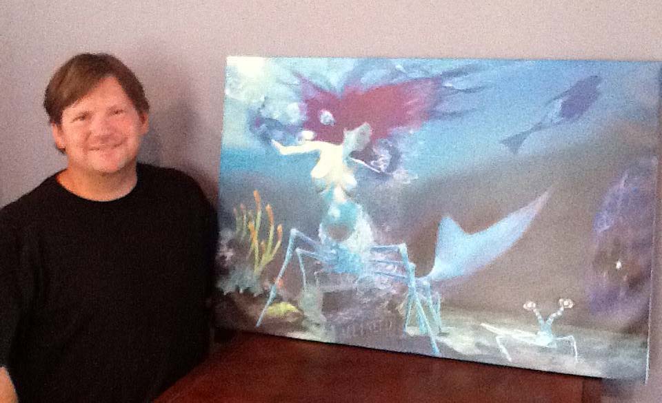 Keith and his new painting 'The Mantis Shrimp Mermaid"